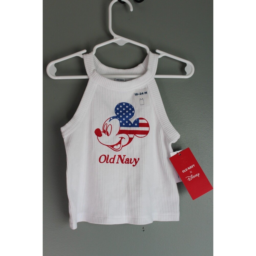 Old Navy x Disney Baby Girls 18-24M Tank Top Mickey Flag 4OJ NEW WITH TAGS
